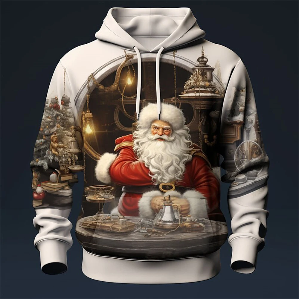 

Men's Boutique Christmas Fun Santa Claus Graphic Printed Hoodie Men's Fashion Top Men's Winter Warm Hoodie Men's Casual Clothing