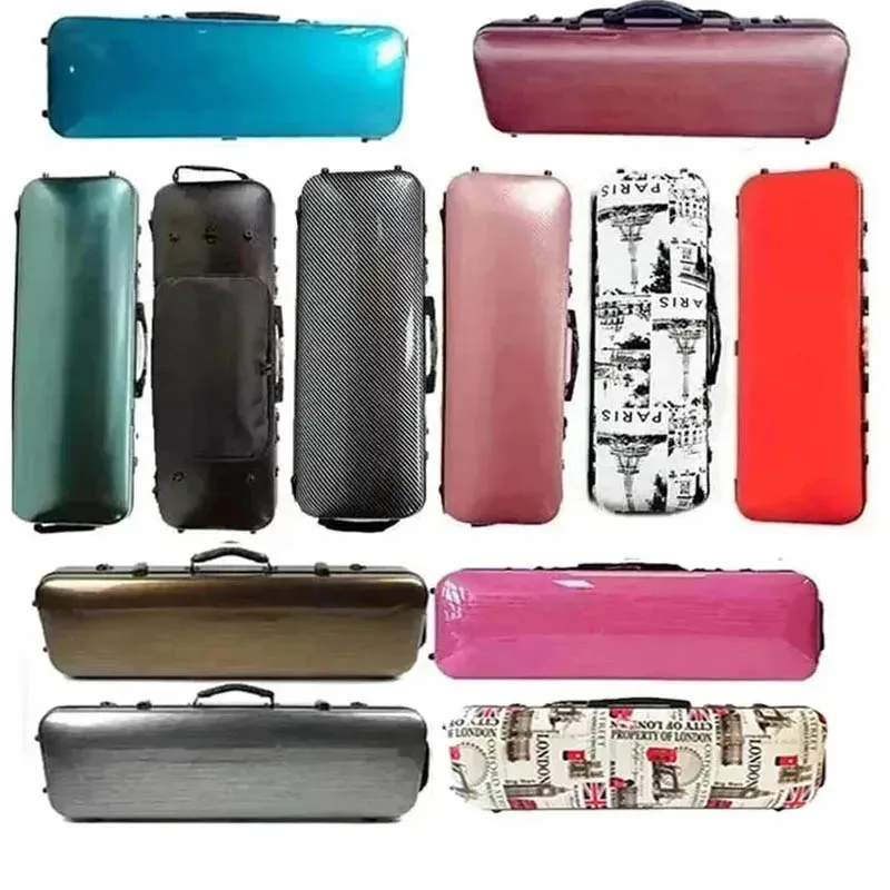 USA low tax Multicolor Rectangle 4/4 3/4 Violin Case Code Lock Music Bag Carbon fiber Square Violin Box With hygrometer violin cover bag