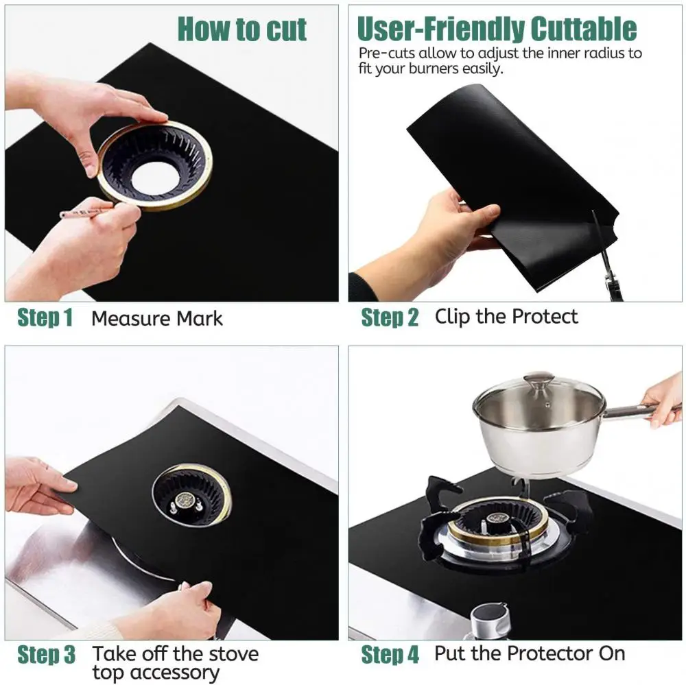 0.2/0.3/0.4mm Thickness 5-hole Gas Stove Mat Gas Mat Stove Protective Sleeve Cleaning Anti Dirt Kitchen Accessories Gas Stove Protector Pads