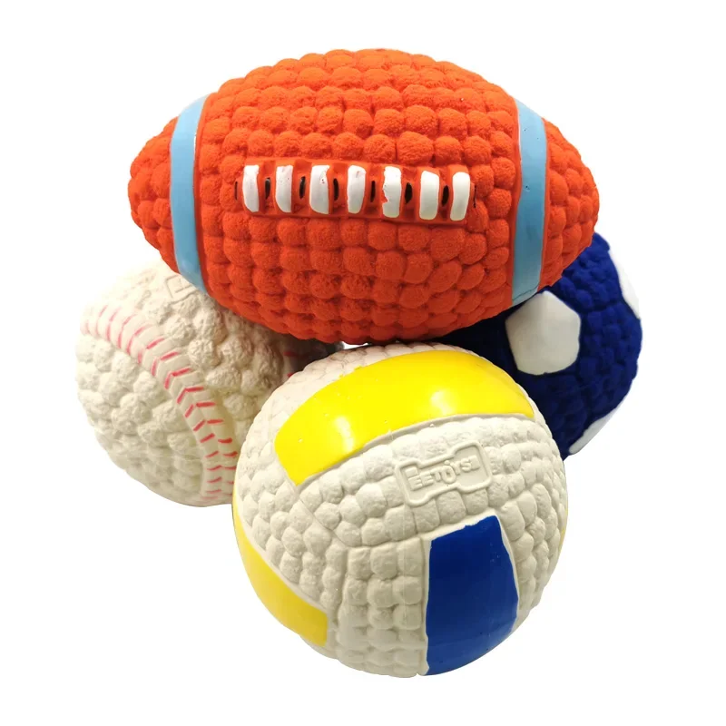 Soft Pet Ball Squeaky Toy For Small Large Dog Rugby Tennis Volleyball Football ball Latex Tooth Cleaning Training Toys Soft Pet Ball Squeaky Toy For Small Large Dog Rugby Tennis Volleyball Football ball Latex Tooth Cleaning Training Toys