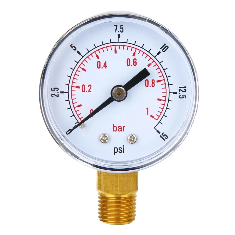 Manómetro 50mm 1/4" BSP entrada posterior 0-15 Psi 1 Bar De Aire Y Aceite Seco GC501/04 