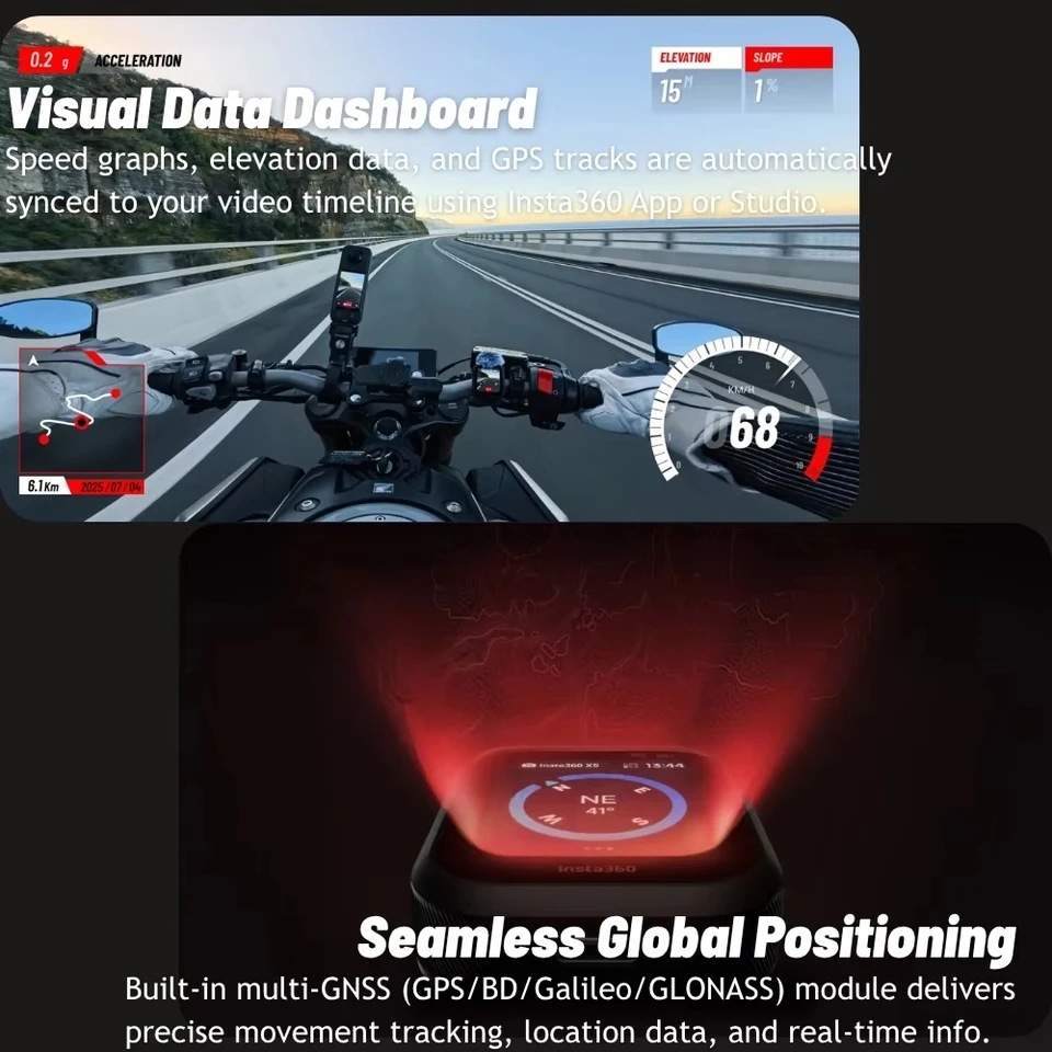 인스타360 X5/에이스 프로 2 GPS 프리뷰 리모컨 (내장 마이크 포함) 인스타 360 X5/에이스 프로 2용 액세서리