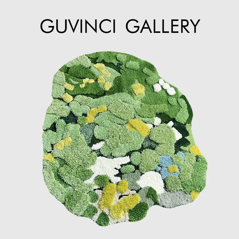 GUVINCI 북유럽 인스 스타일 불규칙 카펫, 핸드 터프팅 이끼, 그린 플로어 러그, 울트라 소프트 플러시 흡수성 터프티드 목욕 매트, 100x106