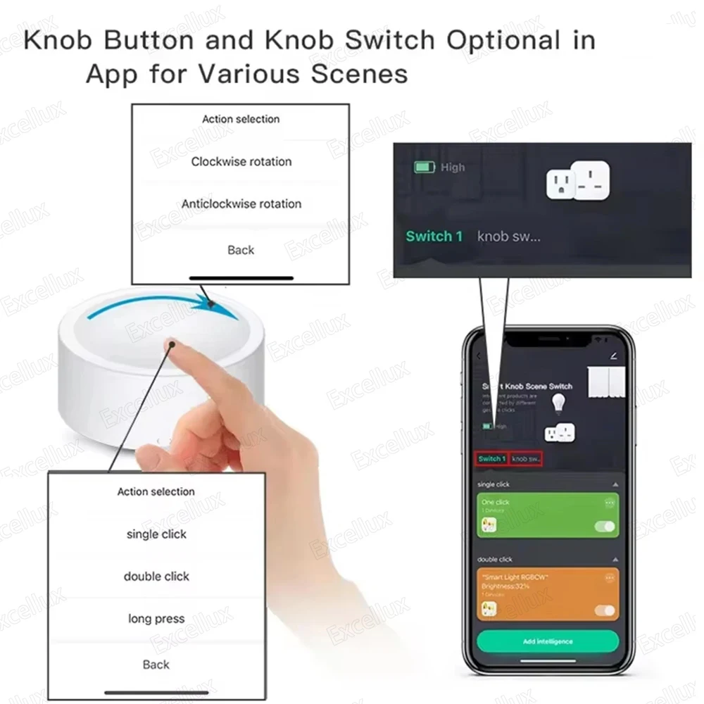 ZigBee 3.0 Smart Knob Switch DIY Wireless Scene Button Rotatable thumbnail 3