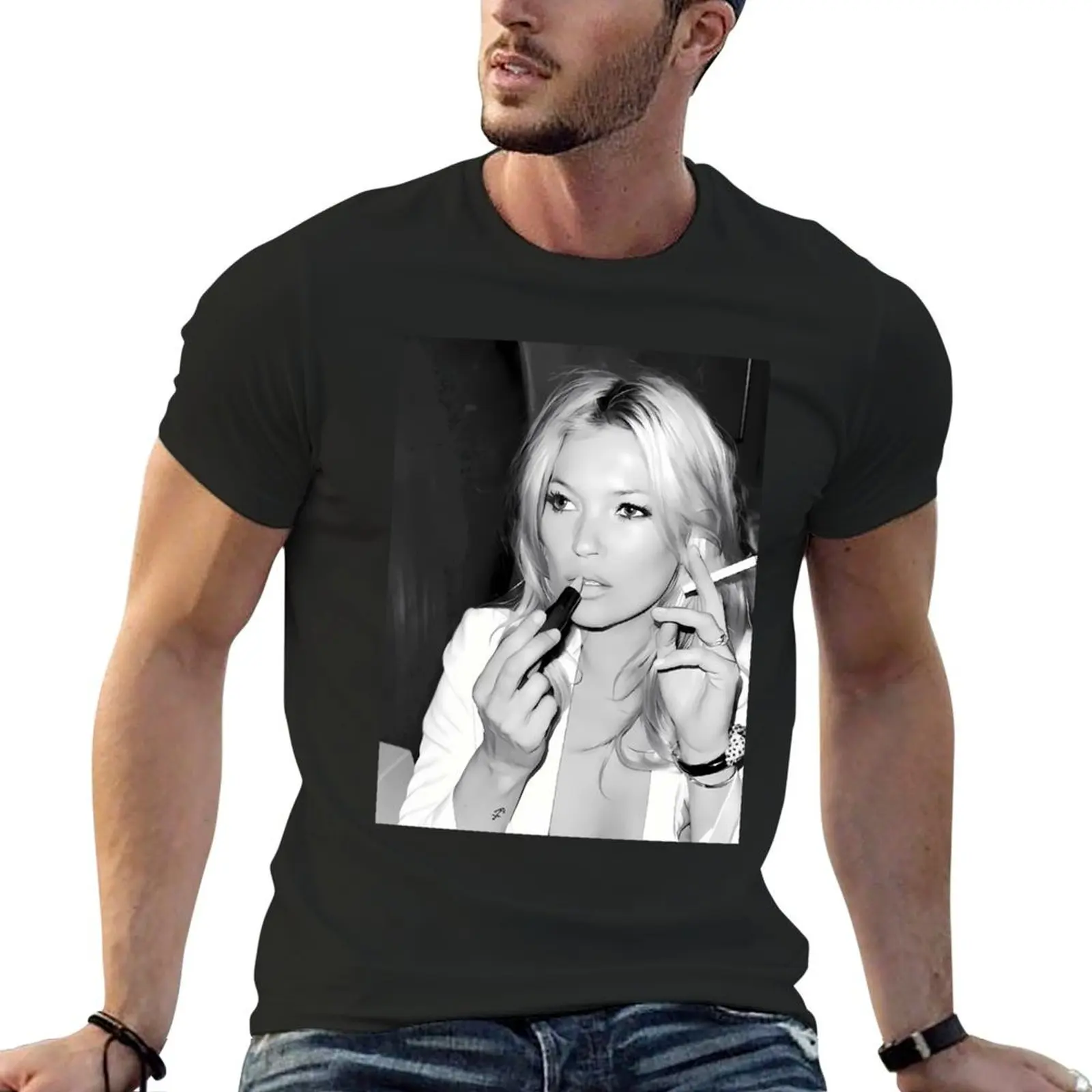 Fumatori Kate Moss Retro \ T \ T T-Shirt Customizeds Top Tees Grafica Magliette Oversize Per Uomo
