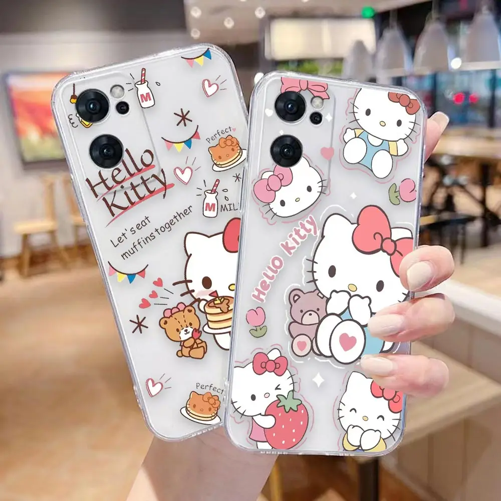 Cartoon Cute Hello Kitty Clear Cqoue Case For OPPO RENO 10 8Z 8T