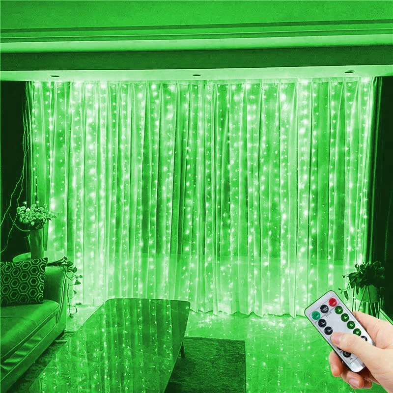 thumbnail image 1 of 1 cortina de luces LED USB de 6 m/4 m/3 m, guirnalda de luces navideñas, guirnalda de luces de hadas, decoración para bodas, hogar, dormitorio, Año Nuevo 2025, 1 of 5