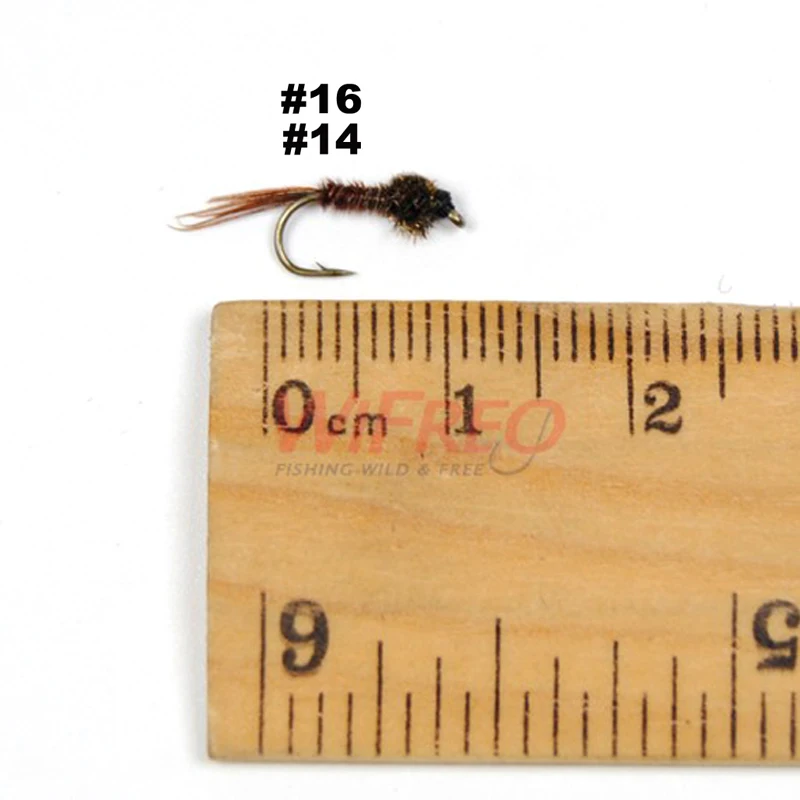 Fishing Lure Wifreo 10PCS/lot #14 #16 Natural Pheasant Tail Nymph Fly Trout Steelhead Fish Fishing Flies May Fly Nymph Sink Fast