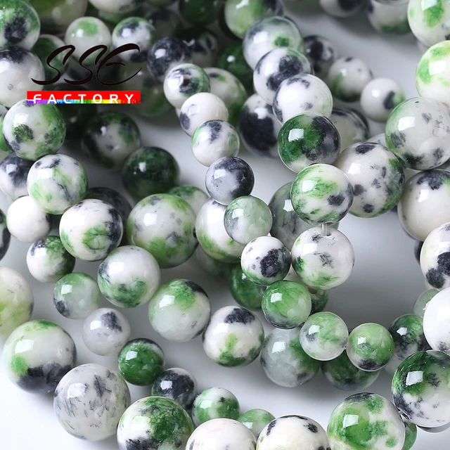 African Jade Beads, Natural Dark Green, 8mm Round - Golden Age Beads