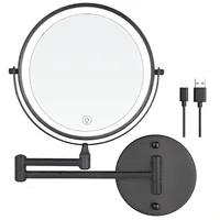 8" Rechargeable wall mounted LED makeup mirror 1X/10X magnification Double Sided Bathroom Mirror 1