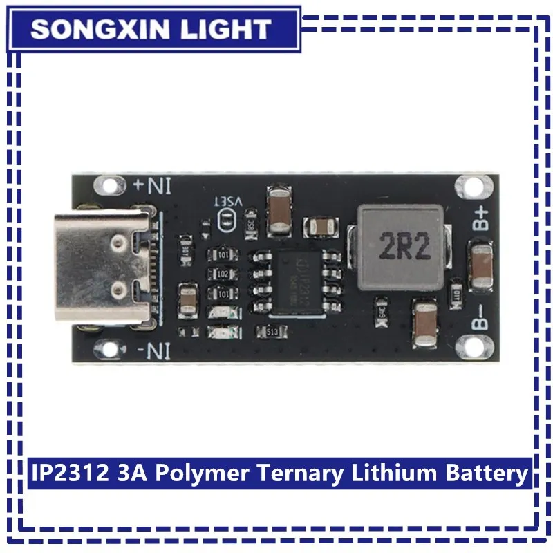 USB Typ-C Hochspannungseingang 3A Polymer Dreifach-Lithium-Batterie Schnellladeplatine IP2312 CC/CV-Modus 5V bis 4,2V