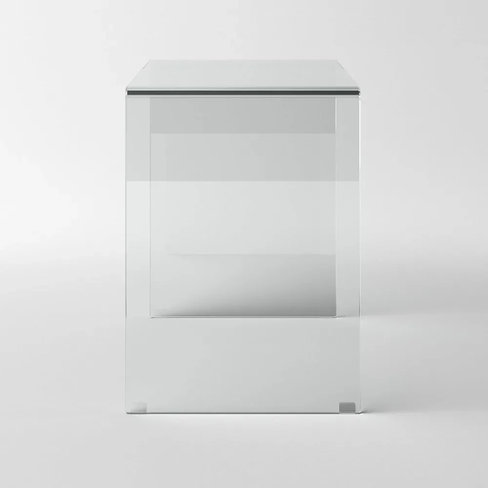 Bent Glass Computer Desk Rectangular Shaped PC Laptop Workstation Table for Home Office, 43.3" L, Clear 6