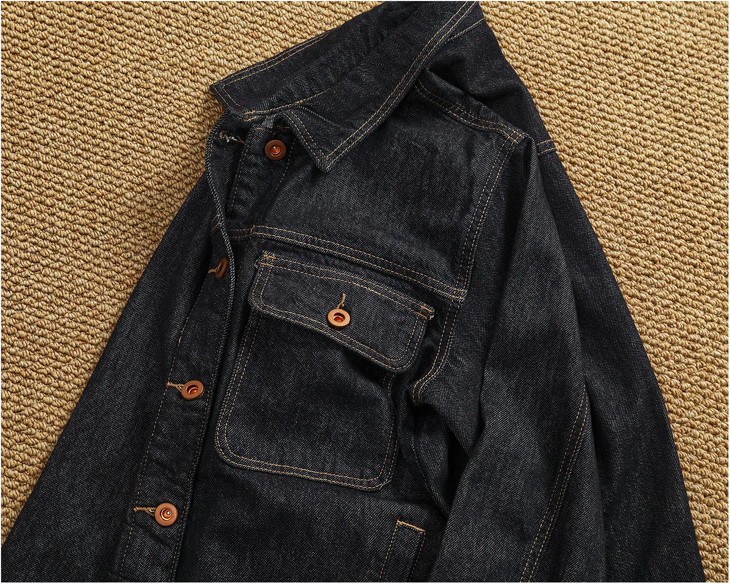 Spring New American Retro Heavyweight Solid Color Multiple Pockets Denim Jacket Men's Fashion Washed Loose Leisure Outerwear