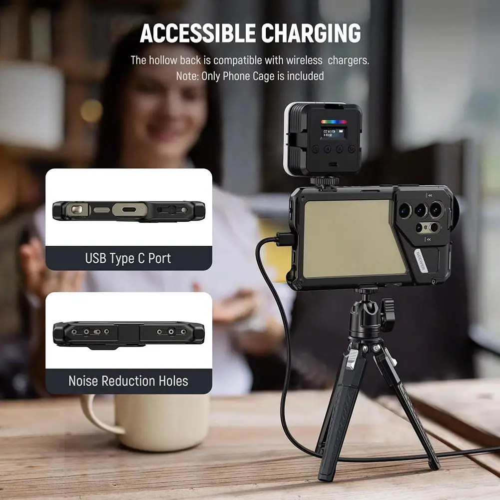 Case for Samsung S25 Ultra Metal Cage Military Grade Rugged Case with 67mm Threaded Filter Adapter 17mm T Mount Lens Adapter