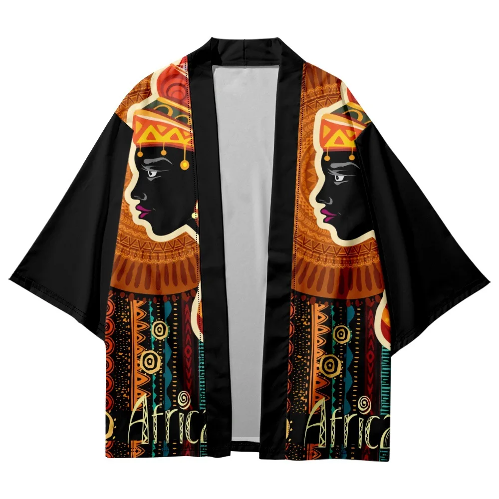 

Traditional Black Print Kimono Men Streetwear Samurai Japanese Yukata Cardigan Cosplay Haori Asian Clothing