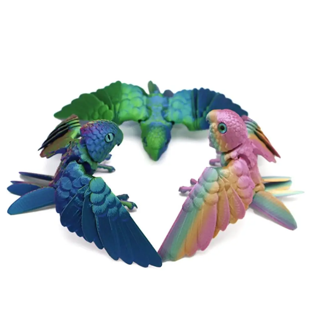 Simulated Eye 3D Printed Parrot Model Sparkling Laser 3D Printed Parrot Animal Flexible Animal Rotatable