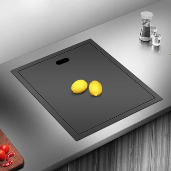 ใหม่นาโนเมตรสีดำ304 Handmade ห้องครัวอ่างล้างจานฝาครอบซ่อนเดี่ยวห้องครัวขนาดเล็กอ่างล้างจาน 1
