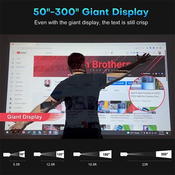 TAIDU Portable Same Screen Projector HD 1024*600P LED 240 ANSI Bluetooth Wifi Short Throw Home Theater Outdoor Video Projector 4