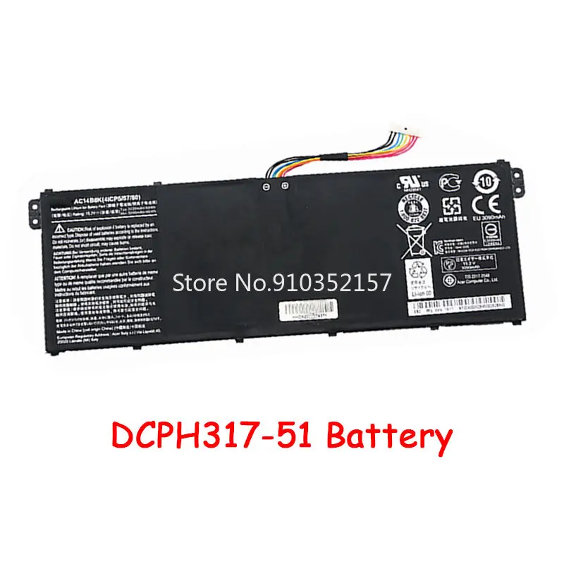 

Аккумулятор для ноутбука ACER Predator PH317-51 PH317-51-7578 720W 74WD 749K PH317-51-78DM AC14B3K 15,2 V 3220mAh 48,9 WH Новинка