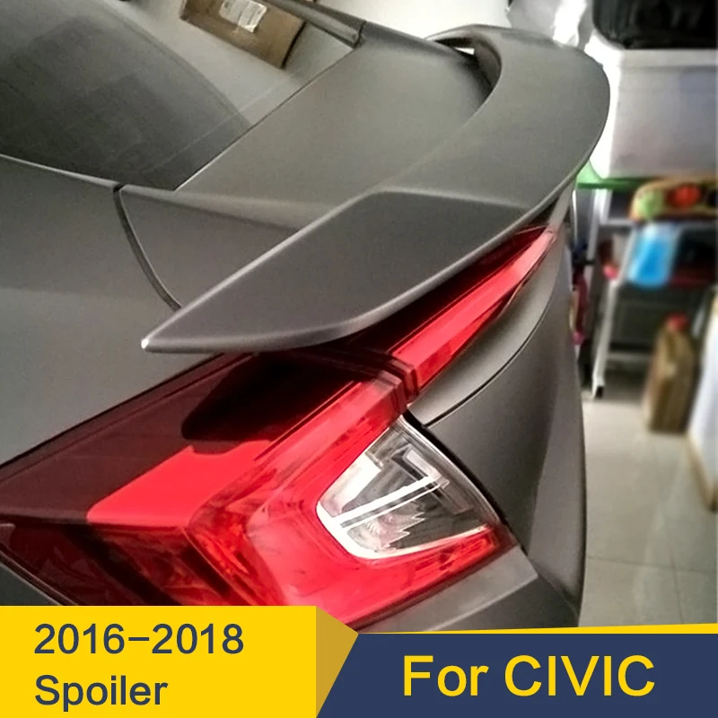 Rear Trunk Lid Car Spoilers Wing For Honda Civic Spoiler 2016 2018 ABS Material Rear Wing