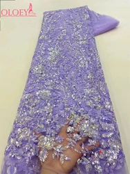 Fashion French Mesh Embroidery Beaded Lace Fabric With Sequins African Nigerian Fabric For Wedding Dress