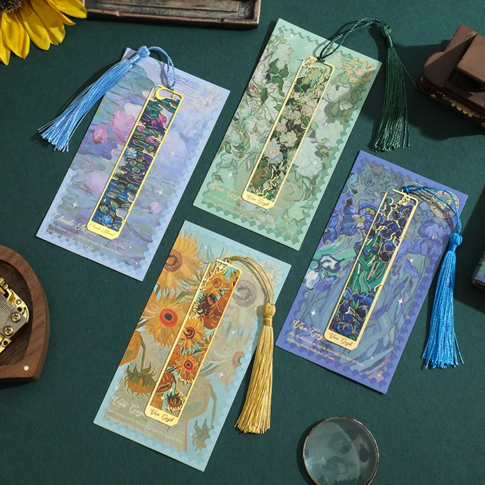 Hollow Metal Bookmark Retro Famous Painting Sunflower Bookmarks Creative Student Reading Stationery School Supplies Gifts 2024
