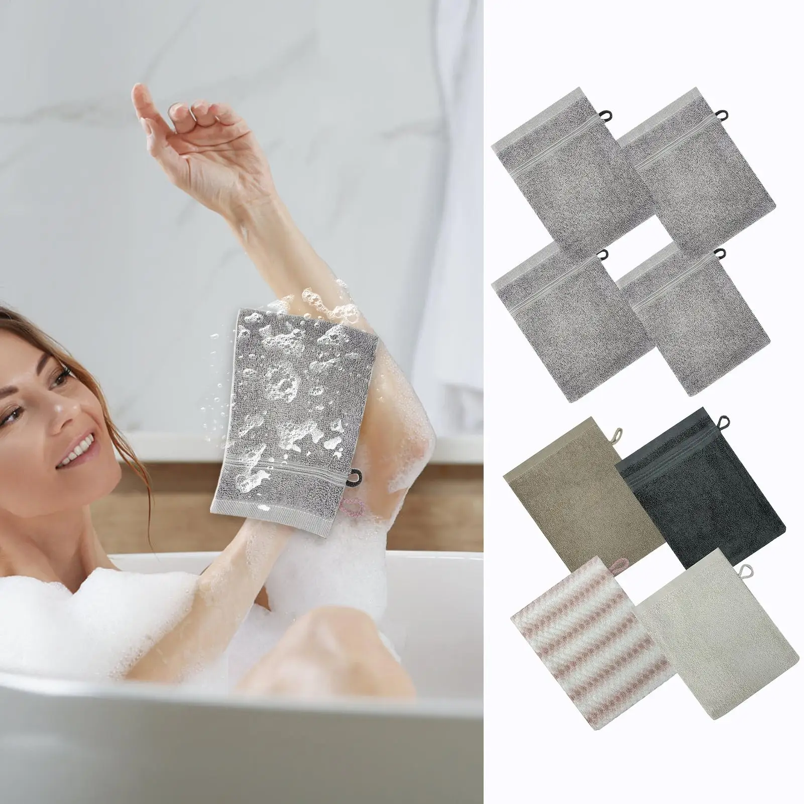 바디 미트 소프트 워시클로스 루프 타월 목욕 워시클로스 글러브 4종 세트, 피부..