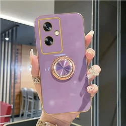 Luxurious Diamond Bling Ring Holder Stand Cover for OPPO A2 5G (Purple)