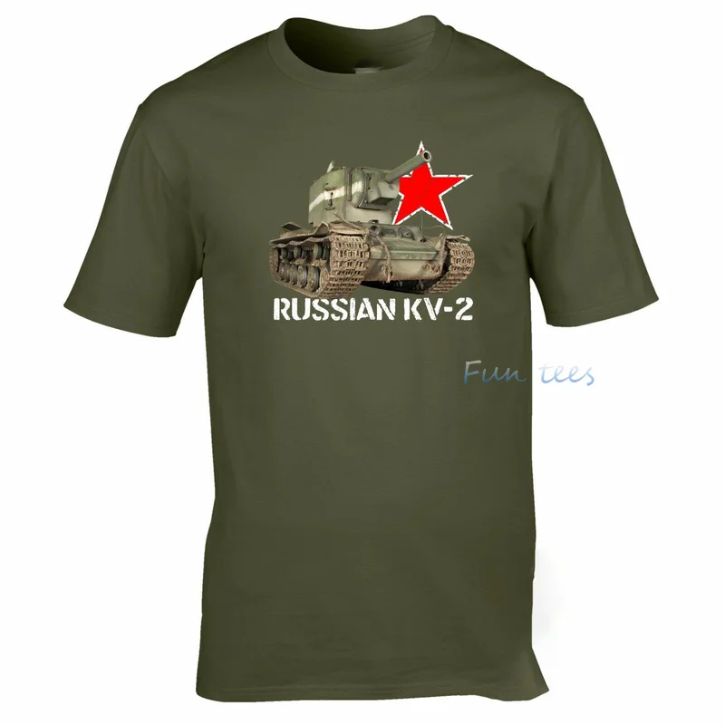 Russian KV 2 Tank WW2 Military Armour T-shirt World of War Tanks Eastern Front Summer Cotton Short Sleeve O-Neck Men T Shirt New |
