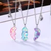 3pcs Stitching Heart Colorful Sequins Magnetic Pendant Necklace Stitching Fashion Simple Design Daily Casual Friendship Jewelry 4
