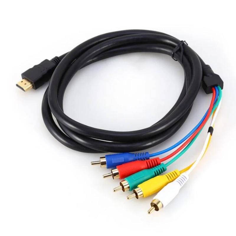 Бесплатная доставка 5 футов 1 м HDMI на RCA кабель 1080P штекер 5RCA RGB Аудио Видео AV