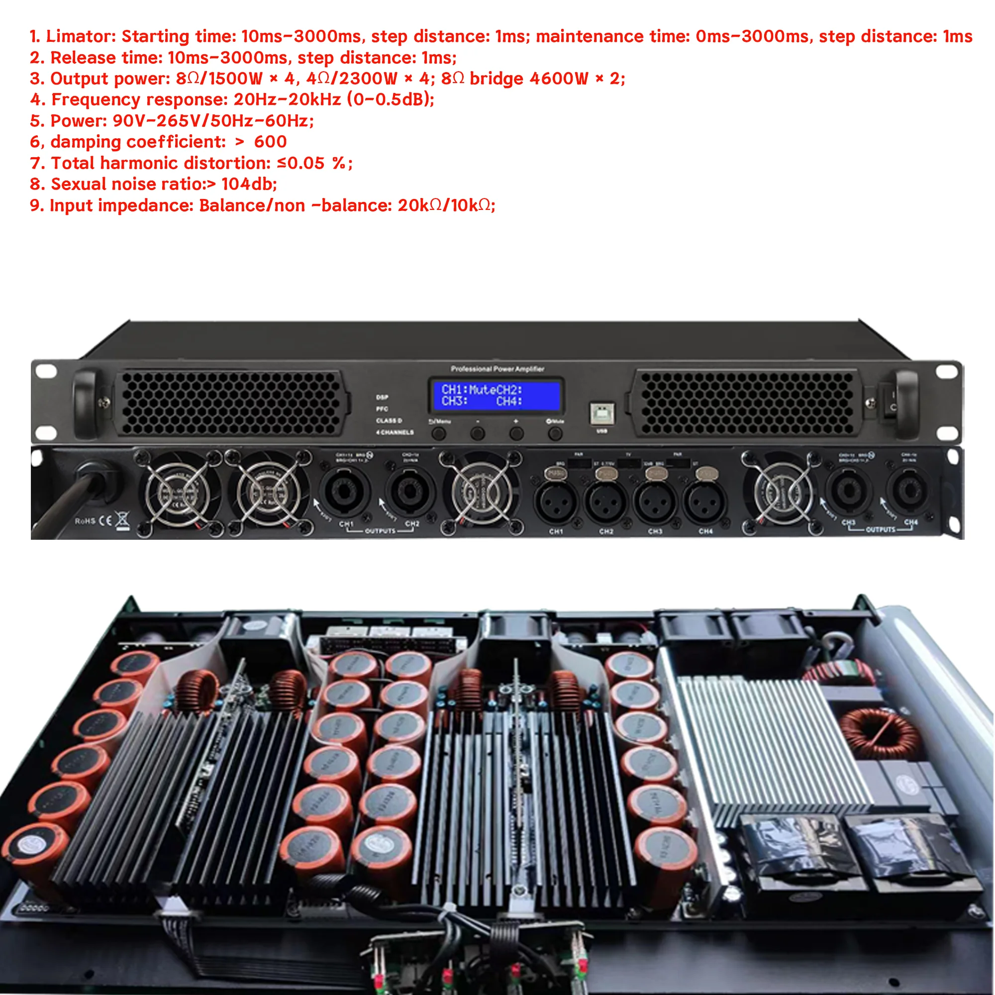 Фото SenMicre DSP4.100 Профессиональный цифровой процессор DSP Усилитель мощности класса D 4x1500 Вт 8 Ом 4 канала Усилитель звука DJ-сабвуфер AMP Аудио Линейный массив Динамик Предусилитель Сценическое студийное оборудован №2