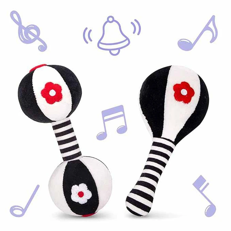Soft Rattles For Baby Black And White High Contrast 0-3 Months Newborn Toys 0-6 Months Infant Toys