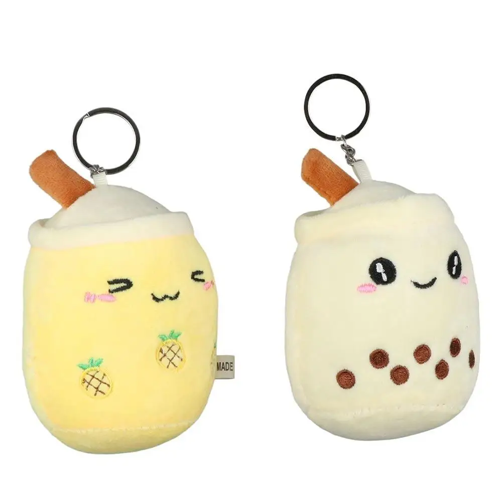 Best Gift Plush Doll Bubble Tea Keychain Fruit Tea Keyholder Milk Tea Keyring Cartoon Soft Boba Doll Plush Toys Birthday Gifts
