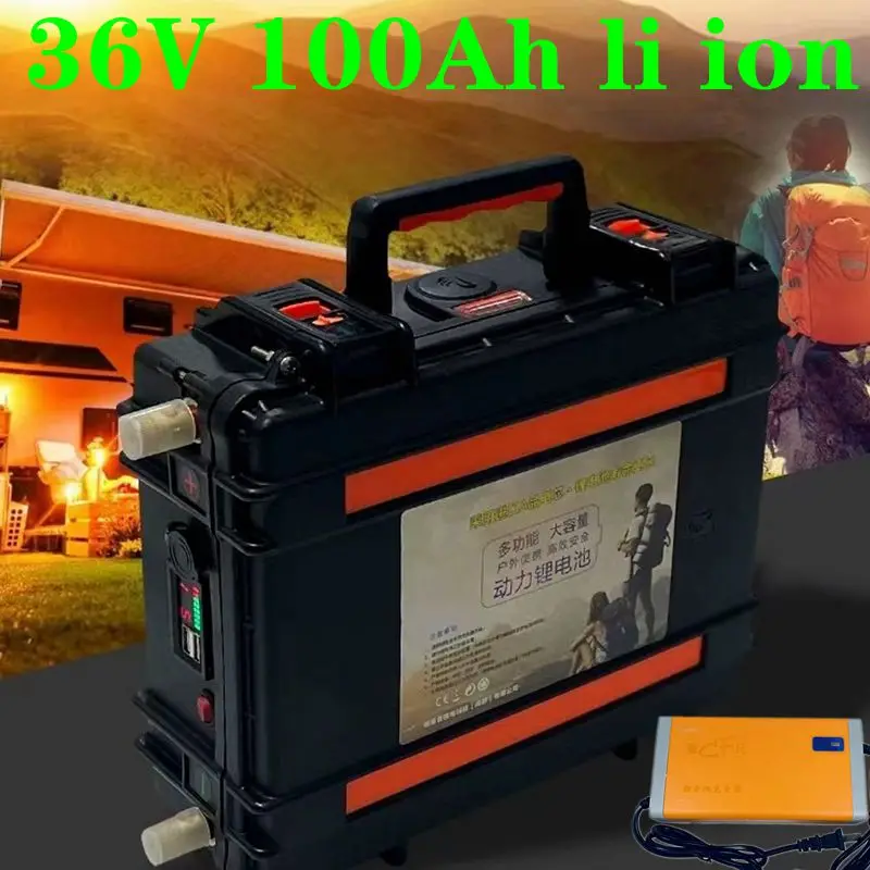 

waterproof 36v 100ah lithium ion battery 100A BMS li ion for 4000W 2000w tricycle scooter bike Solar energy EV +10A charger