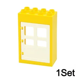 Large Building Blocks Set for Creative Construction: House, Furniture, Wall, Roof, and More (Yellow Door)