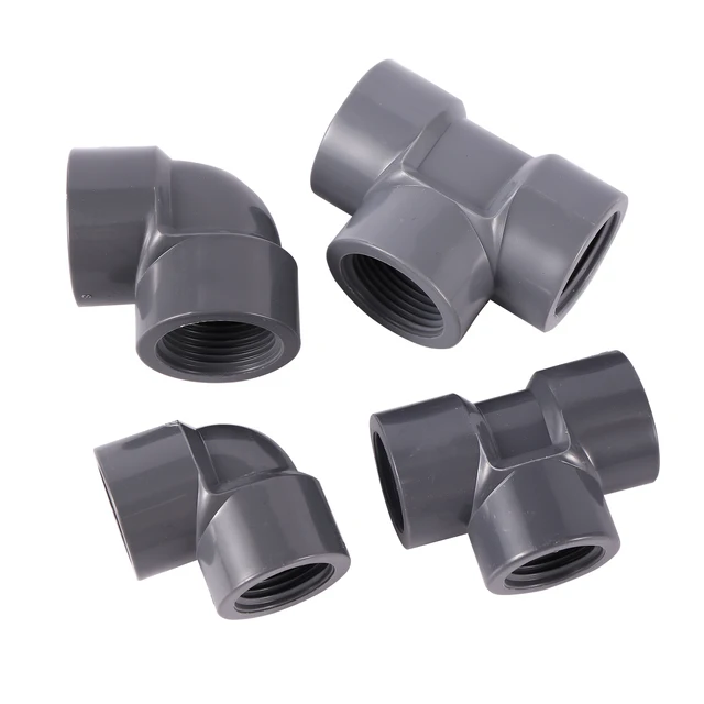 1/2 "3/4" Női Szál Póló Könyök Pvc Csatlakozó Kert Öntözés Víz Kapcsoló Víztartály Akvárium Cső Illesztő Adapter Szürke