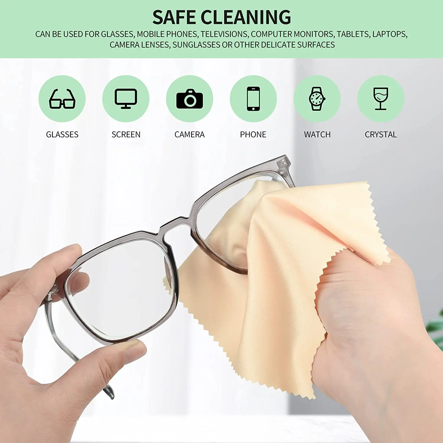 Suede Microfiber Lens Cloth for Camera, Eyeglass, Crystal (20 Pack