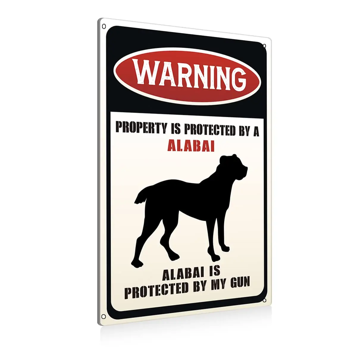 Funny Dog Warning Metal Tin Signs Wall Art Decor Property Is Protected By A Alabai Sign for Home Decor Gifts To Indoor And 13cm x 11 4cm 1 pcs home beware of dog sign funny dog signs funny warning car stickers door fence window decoration for buick