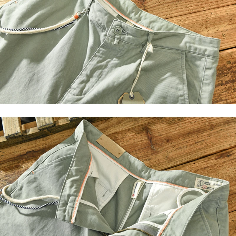 Cargo pants cotton work pants military cargo pants men casual pants casual tooling pants Spring and Autumn 100% Cotton Solid Color Casual Cargo Mens Pants Casual Multi-pocket Loose Men Trousers AZ306