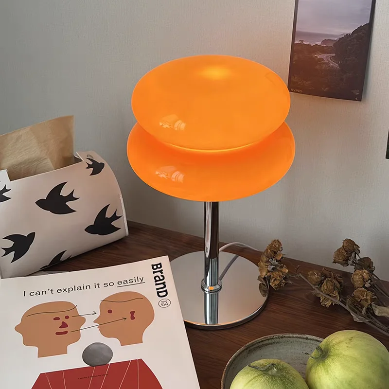삼색 LED 모던 바우하우스 유리 철제 USB 플러그 테이블 램프 무드등, 광택 침실 홈 데코레이션 조명기구, 야간 조명 데스크 램프