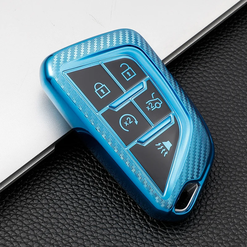 Premium TPU Car Remote Key Cover Case for Cadillac and Corvette - Key Bag Shell Holder Accessories