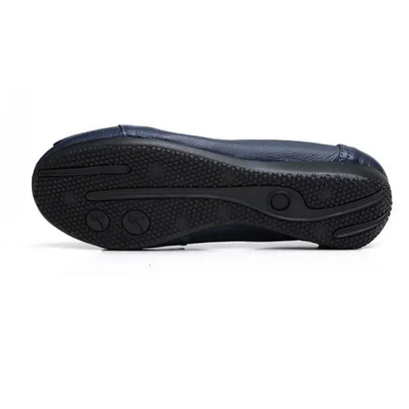 TIMETANG Plus Size Spring Autumn Genuine Leather Women Flats Work Classi Fashion Bowknot Female Casual Ballet Shoes