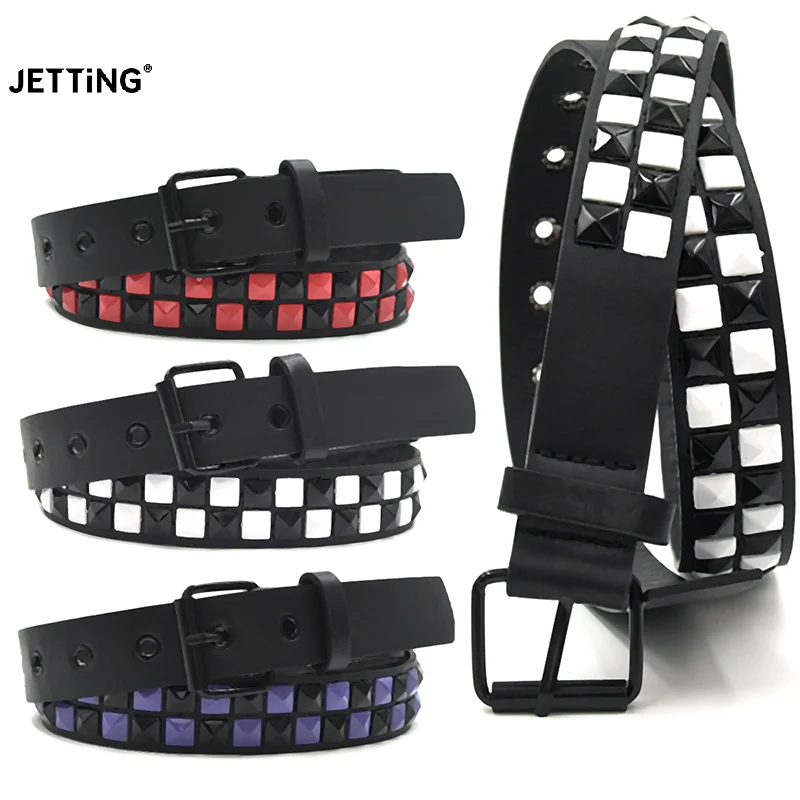 Purple Rivet Punk Belt – Fashionable Y2K PU Leather Pin Buckle Waistband