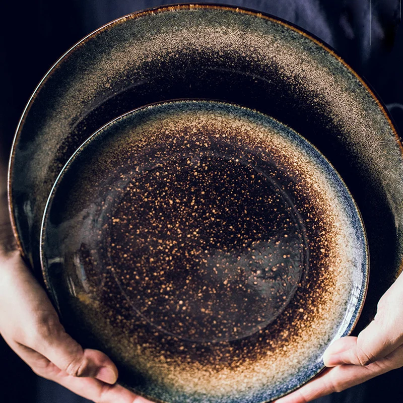Japanese Ceramic Serving Dinner Plate Western Steak Dishes Trays Tableware Breakfast Dinnerware for Home Kitchen
