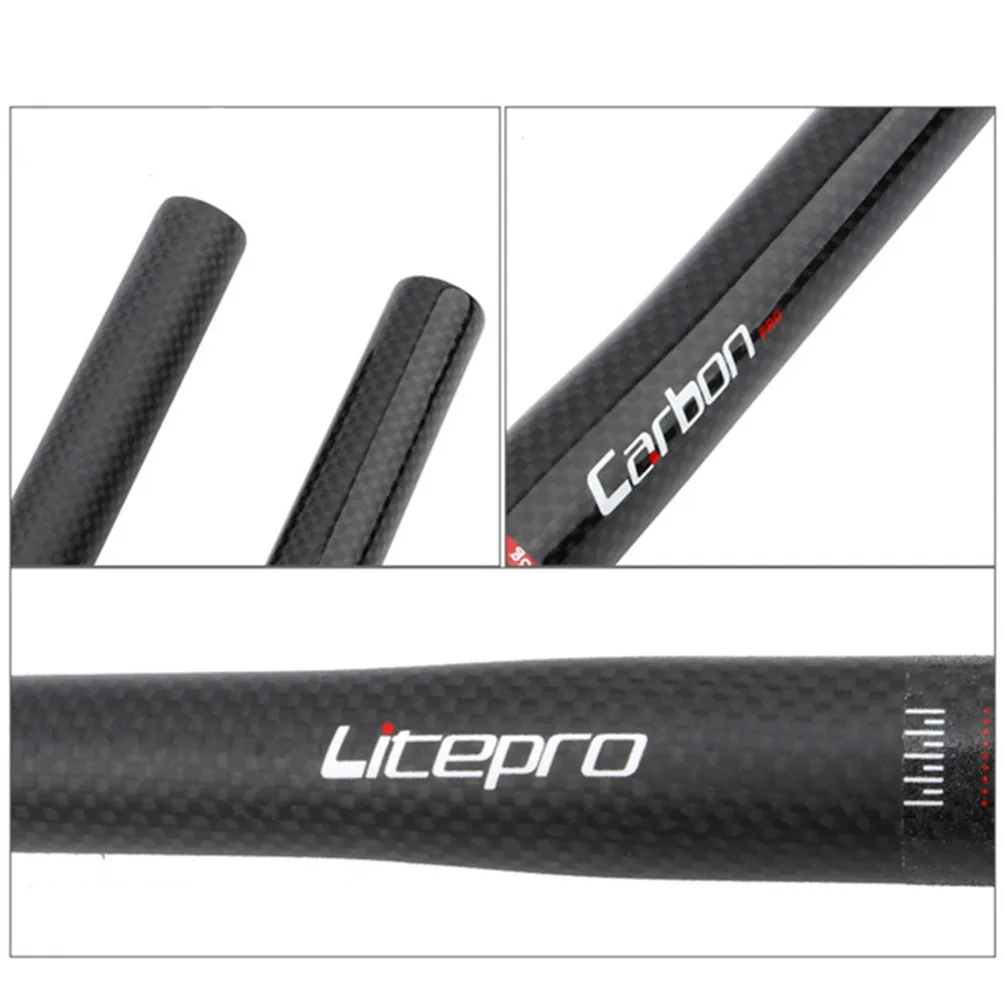 Litepro Full Carbon Fibre Folding Bike Horizontal Handle Bar 25.4*540 580MM One-shaped Ultralight Bicycle Straight Handle