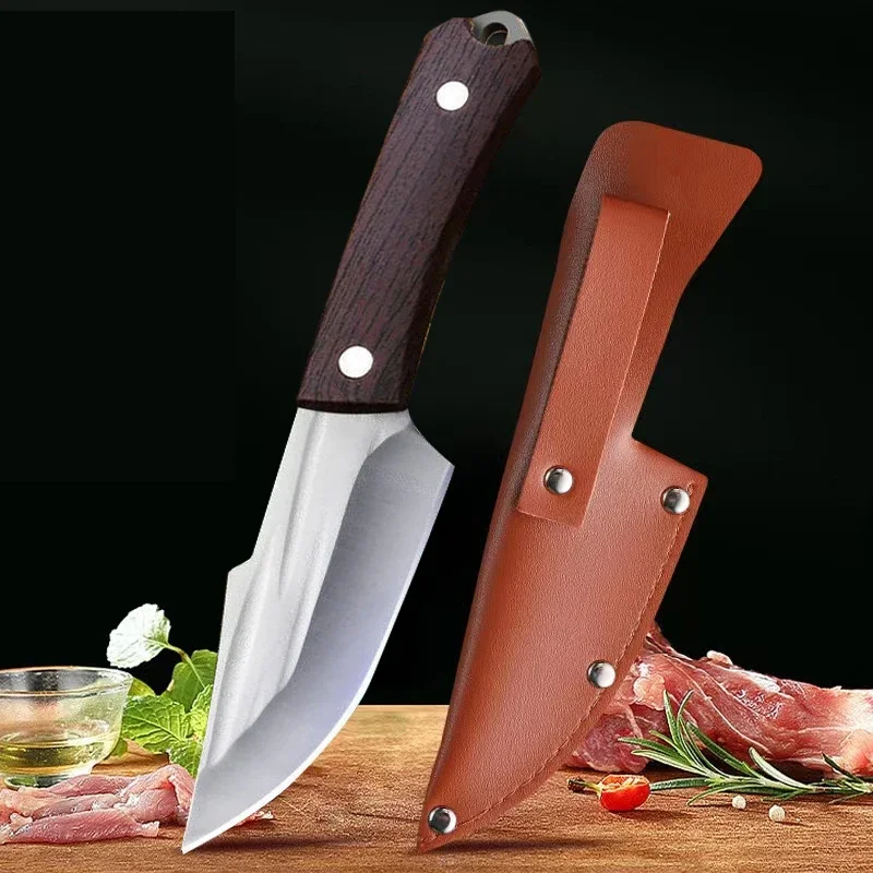 Kitchen Knife Boning-Knife Cooking Chef Knives Handmade Forged-Knife Meat Cleaver Stainless Steel Butcher-Knife with Sheath