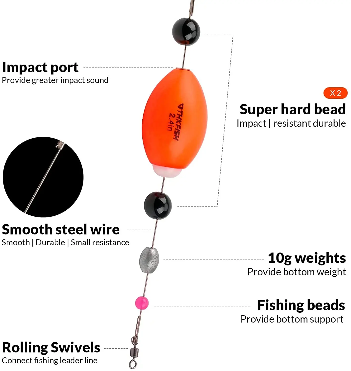 THKFISH Fishing Bobbers Fishing Floats for Fishing Popping Cork Float Rig  Rattle Popping Cork Weighted Popping Floats