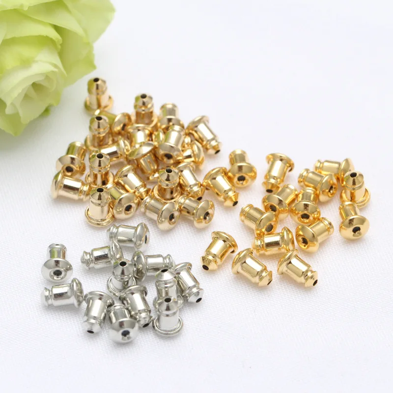 

100 pieces 6x4.5MM 14k Gold Color Brass Cover Rubber Bullet Style Earring Back Stopper DIY Jewelry Findings Accessories