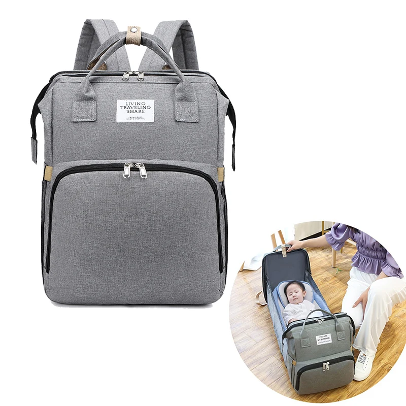 

Women Backpack Folding Mommy Bag Portable Folding Crib Bed Large-capacity Baby Backpack Female Mommy Outting Bag Mummy Bag